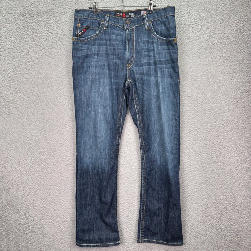 Ariat Jeans Mens 34x32 Blue FR M4 Relaxed Boot Cut Flame Resistant CAT 2 Work